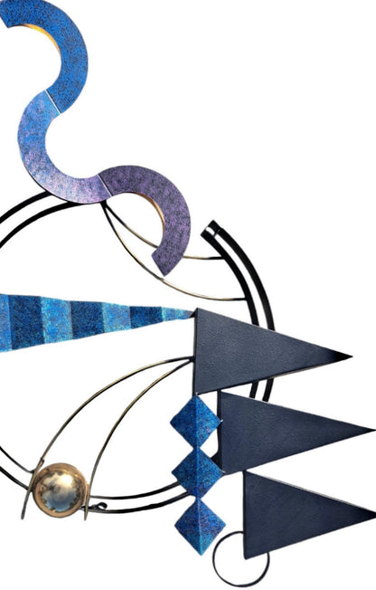 Frisman Vintage C. Jere 90s Mixed Media PostModern Memphis Geometric Abstract Wall Sculpture Art
