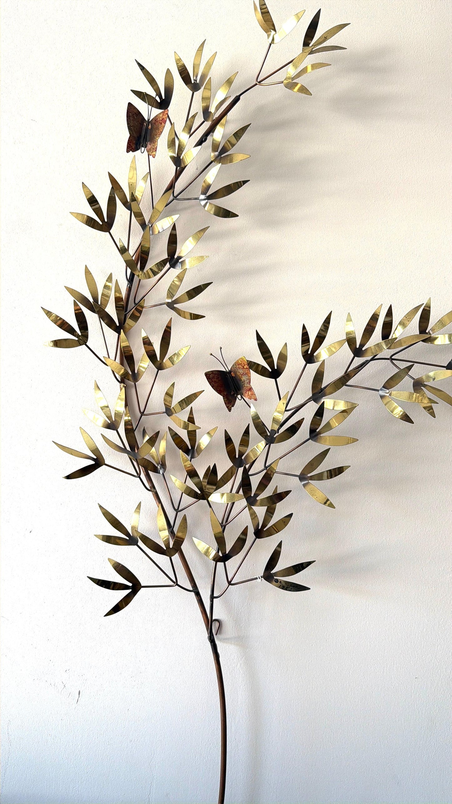 Frisman Vintage A Signed Vintage Curtis Jere Tree Branch Sculpture Butterflies 1983