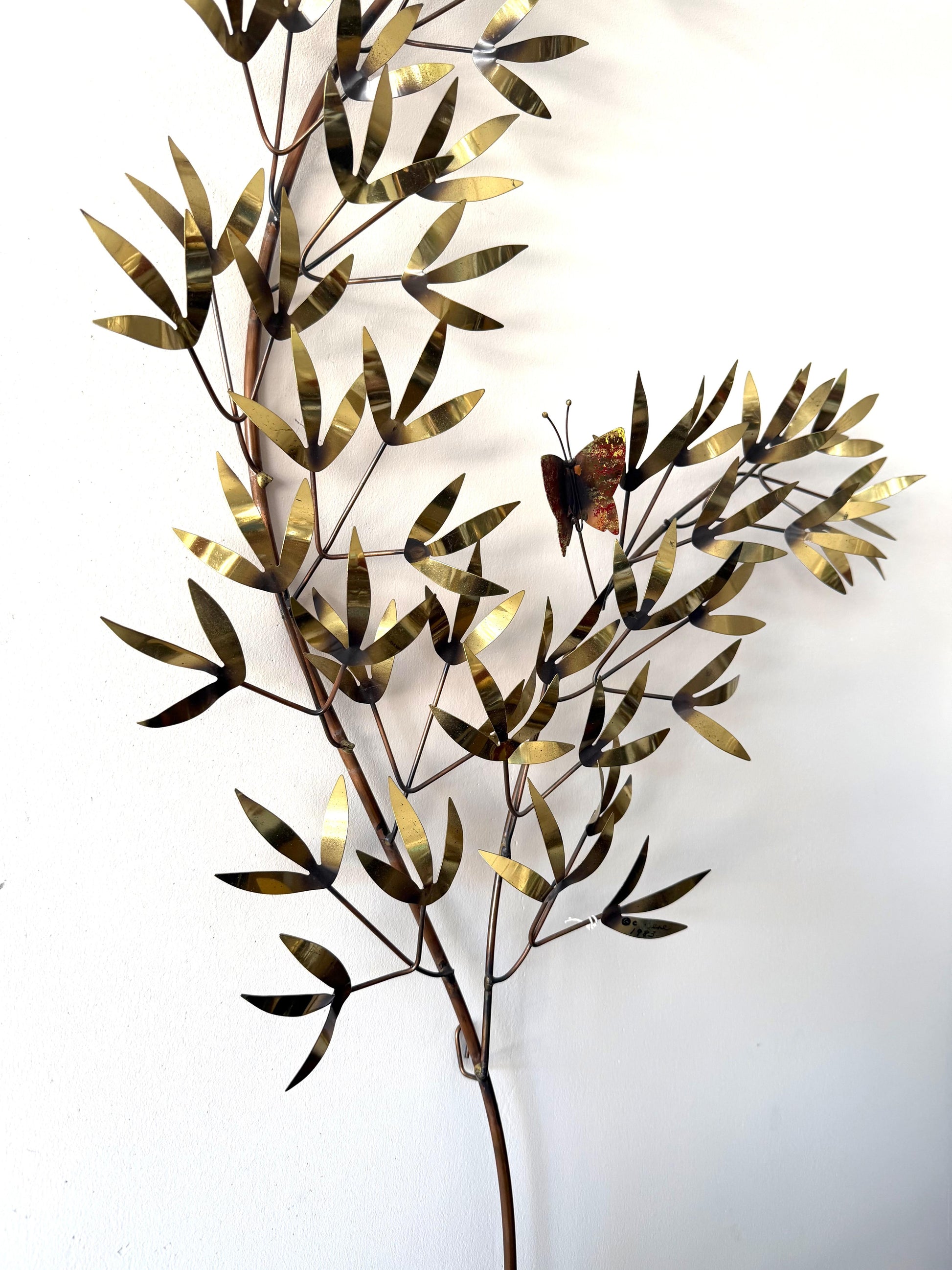 Frisman Vintage A Signed Vintage Curtis Jere Tree Branch Sculpture Butterflies 1983