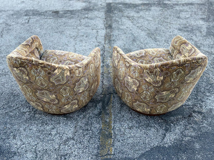 Frisman Vintage Original Milo Baughman for Thayer Coggin Swivel and Tilt Scoop Chairs 1970's