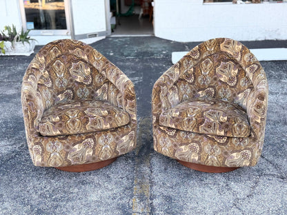 Frisman Vintage Original Milo Baughman for Thayer Coggin Swivel and Tilt Scoop Chairs 1970's