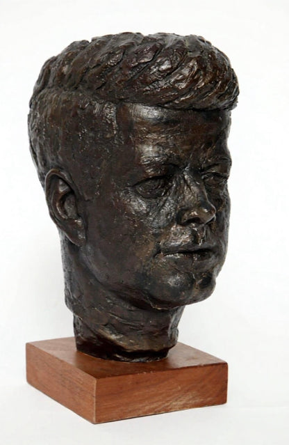 Frisman Vintage 60s Edward Schillaci Mid Century Modern Historic Art JFK Bust Sculpture