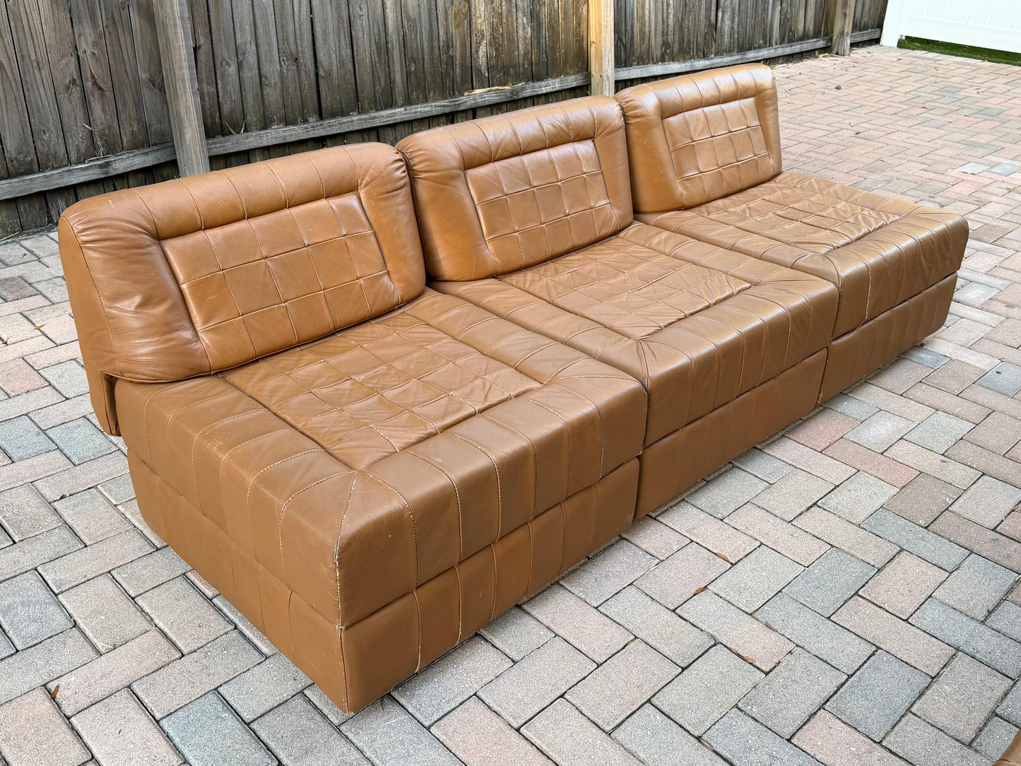 Frisman Vintage Percival Lafer Leather Patchwork Modular Sofas ca' 1960's Living Room