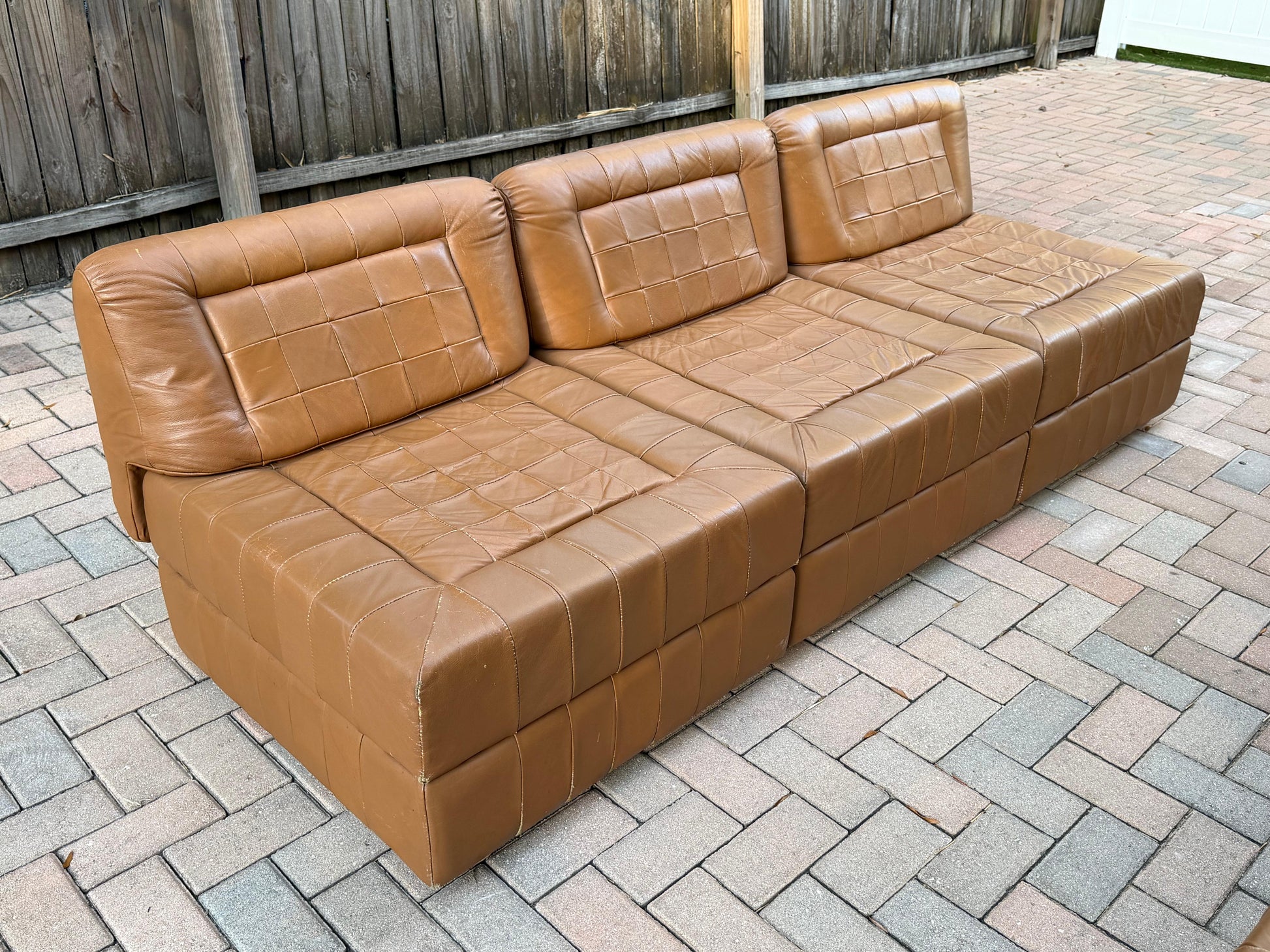 Frisman Vintage Percival Lafer Leather Patchwork Modular Sofas ca' 1960's Living Room