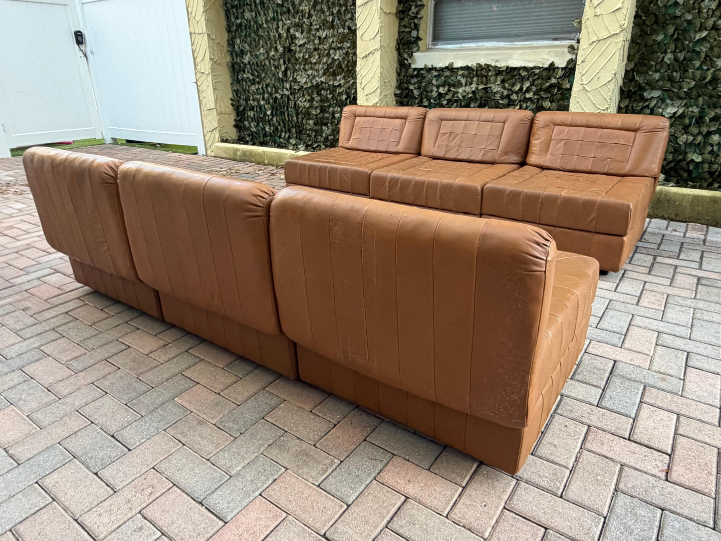 Frisman Vintage Percival Lafer Leather Patchwork Modular Sofas ca' 1960's Living Room