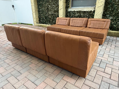Frisman Vintage Percival Lafer Leather Patchwork Modular Sofas ca' 1960's Living Room
