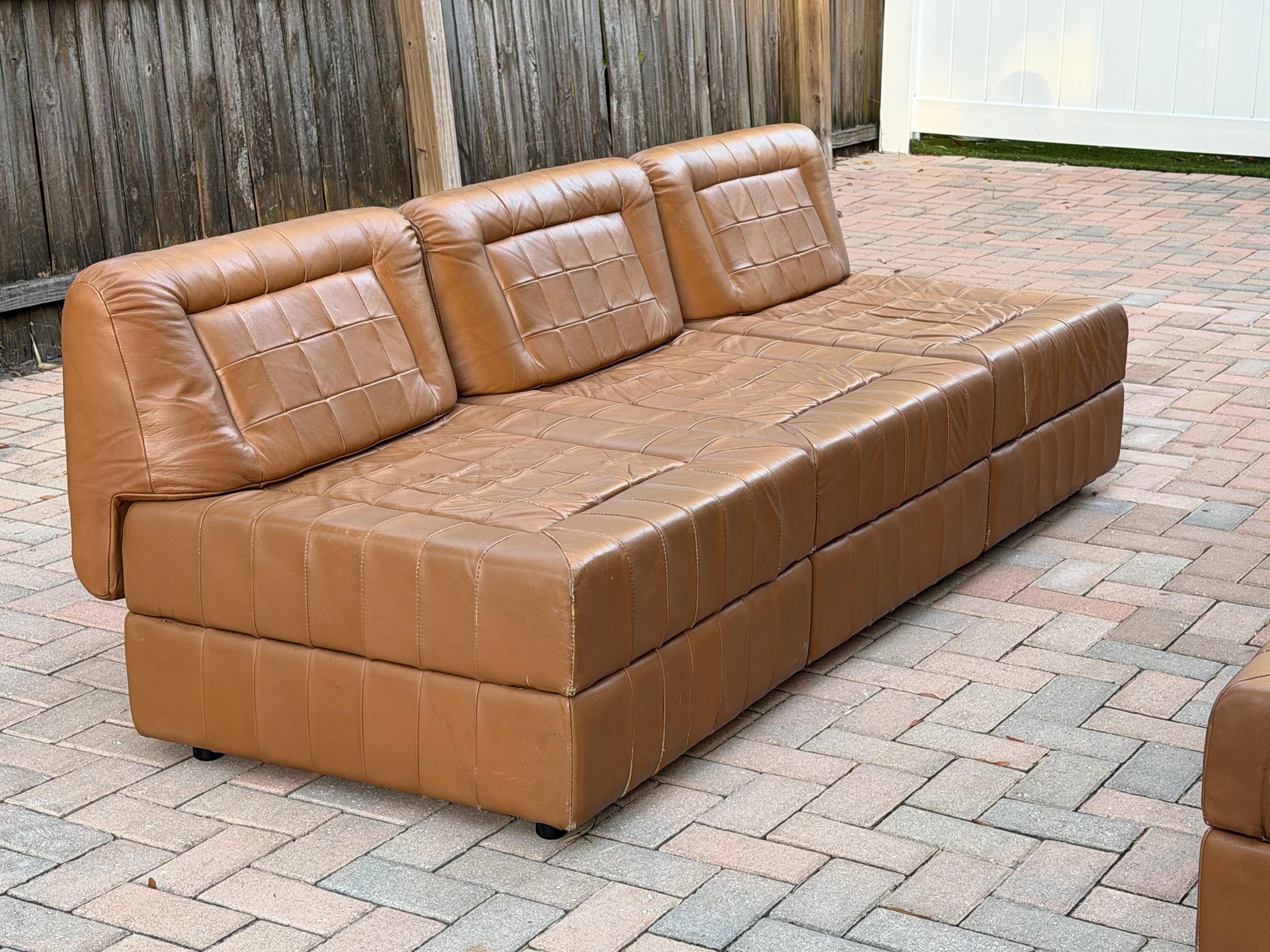 Frisman Vintage Percival Lafer Leather Patchwork Modular Sofas ca' 1960's Living Room