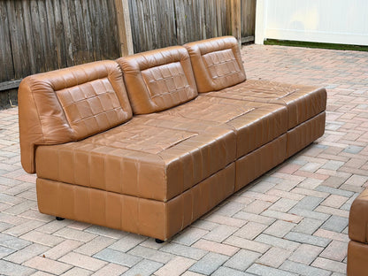 Frisman Vintage Percival Lafer Leather Patchwork Modular Sofas ca' 1960's Living Room