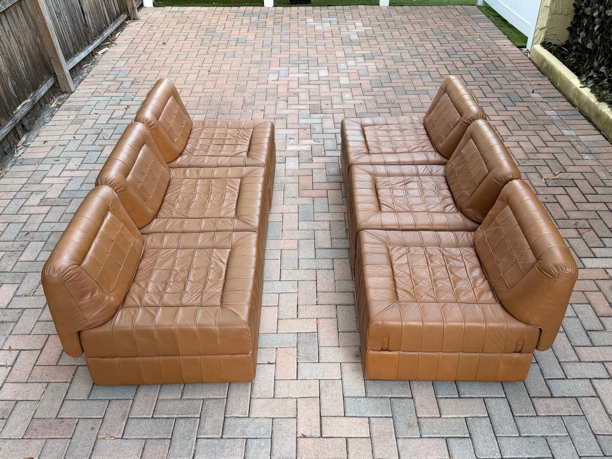 Frisman Vintage Percival Lafer Leather Patchwork Modular Sofas ca' 1960's Living Room