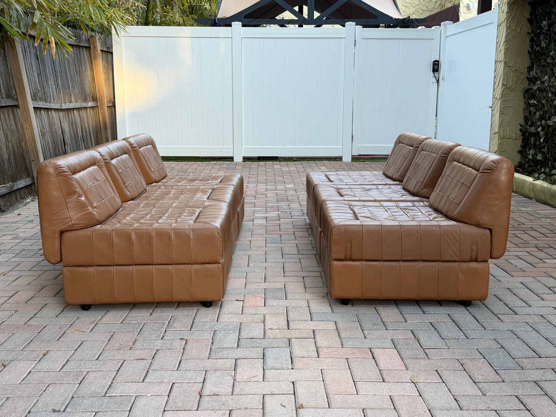 Frisman Vintage Percival Lafer Leather Patchwork Modular Sofas ca' 1960's Living Room