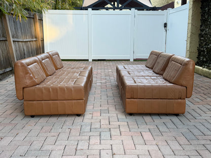 Frisman Vintage Percival Lafer Leather Patchwork Modular Sofas ca' 1960's Living Room