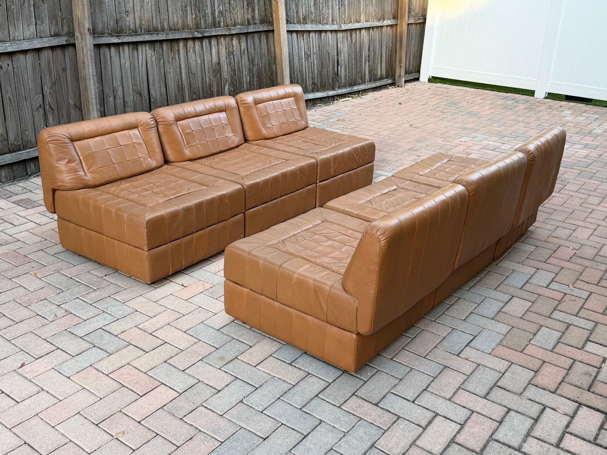 Frisman Vintage Percival Lafer Leather Patchwork Modular Sofas ca' 1960's Living Room