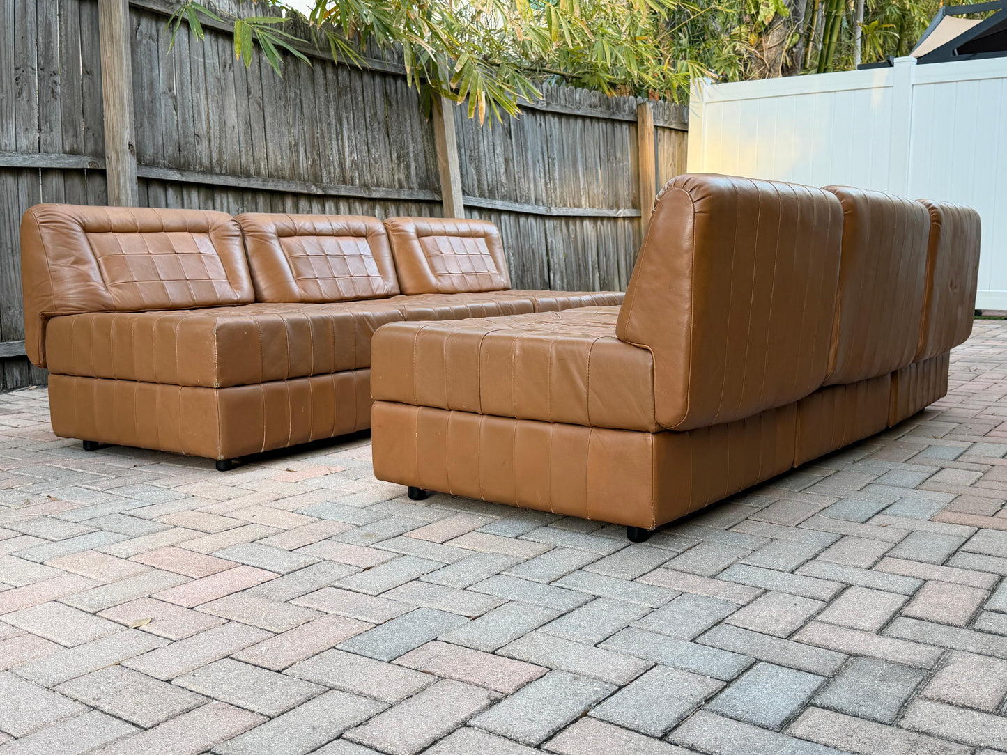 Frisman Vintage Percival Lafer Leather Patchwork Modular Sofas ca' 1960's Living Room