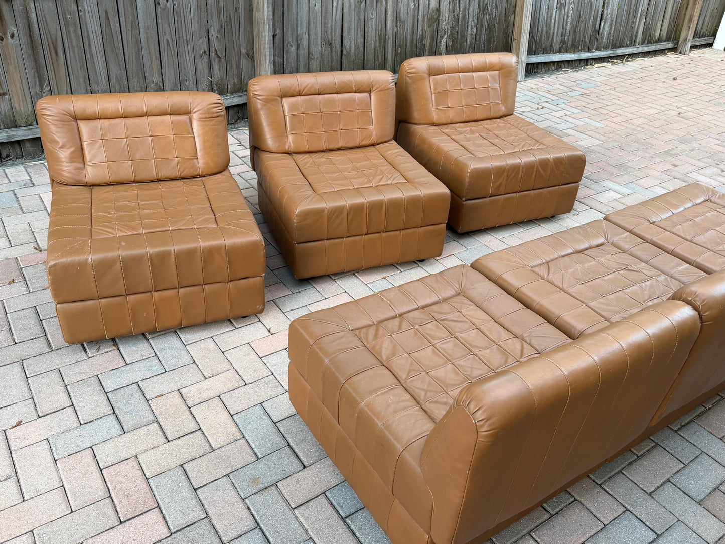 Frisman Vintage Percival Lafer Leather Patchwork Modular Sofas ca' 1960's Living Room