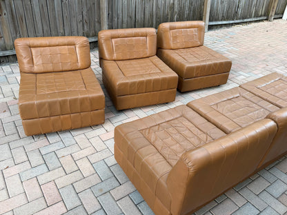 Frisman Vintage Percival Lafer Leather Patchwork Modular Sofas ca' 1960's Living Room