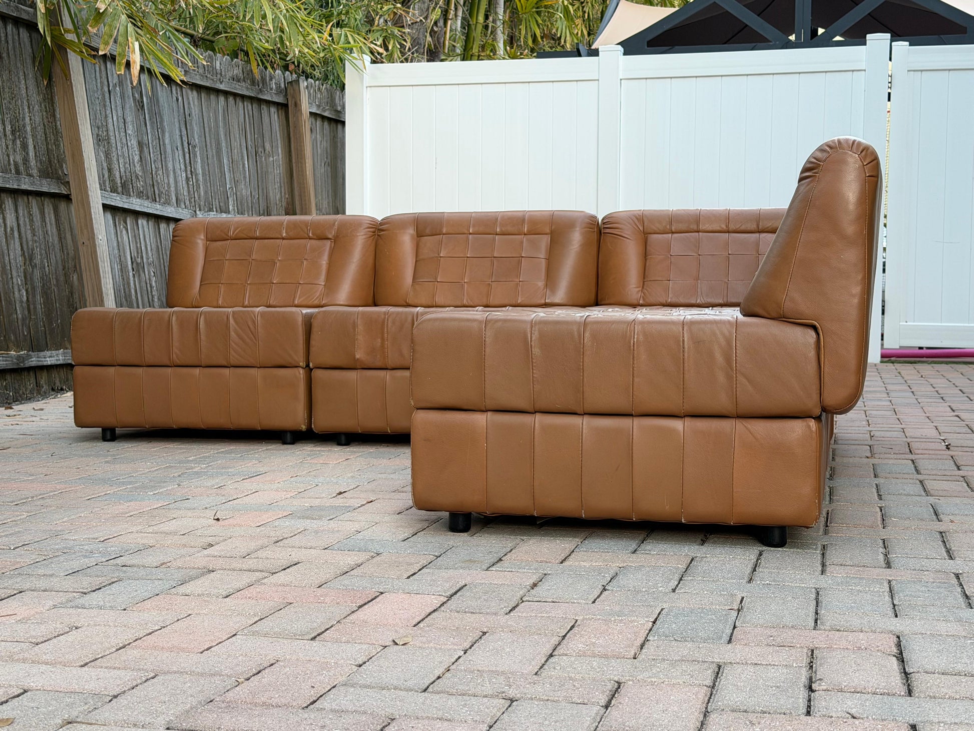 Frisman Vintage Percival Lafer Leather Patchwork Modular Sofas ca' 1960's Living Room