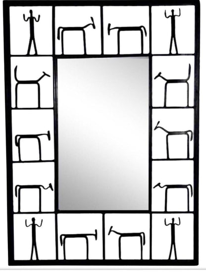 Frisman Vintage Exceptional Iconic 1950s Frederick Weinberg Wrought Iron Brutalist Wall Mirror
