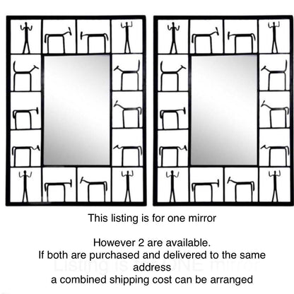 Frisman Vintage Exceptional Iconic 1950s Frederick Weinberg Wrought Iron Brutalist Wall Mirror