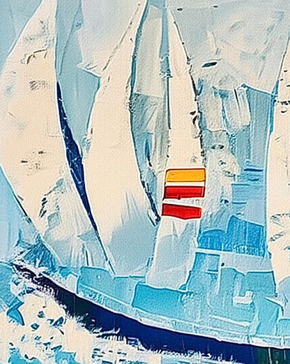 Frisman Vintage Rare Kyung Kim Huge Racing Schooner Sailboat Nautical Fine Art Oil Painting
