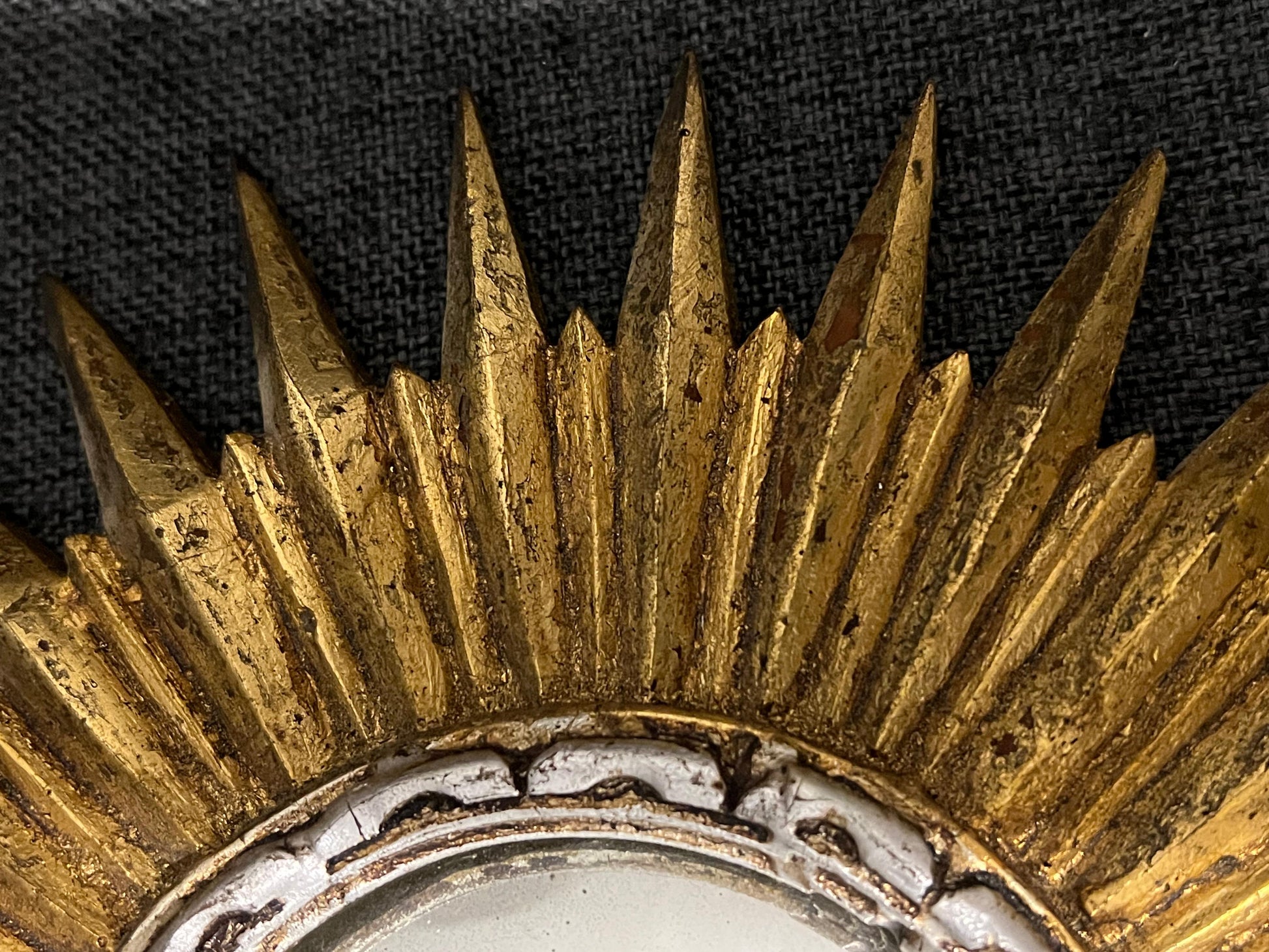 Frisman Vintage A Pair Of Unusual Sunburst Soleil Mirrors Gilt Wood Convex 1960