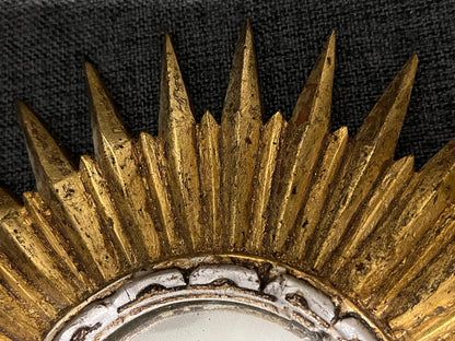 Frisman Vintage A Pair Of Unusual Sunburst Soleil Mirrors Gilt Wood Convex 1960