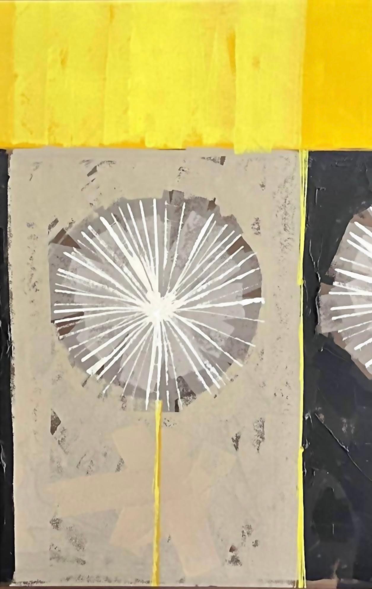 Frisman Vintage ART SALE Mid Century Modern Robert McCaine Cubist Color Block Dandelion Painting