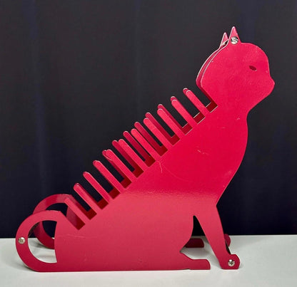 Frisman Vintage Post Modern Memphis Salvatore Campos Art Brute Red Cat Metal Letter Desk Holder