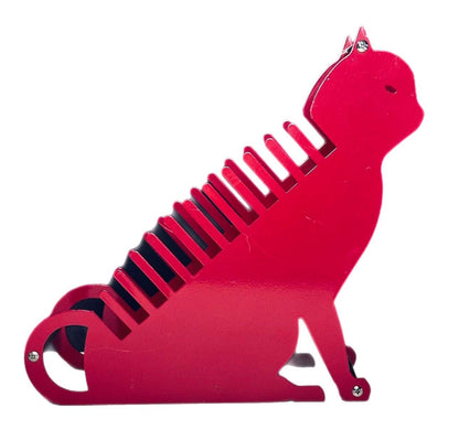 Frisman Vintage Post Modern Memphis Salvatore Campos Art Brute Red Cat Metal Letter Desk Holder