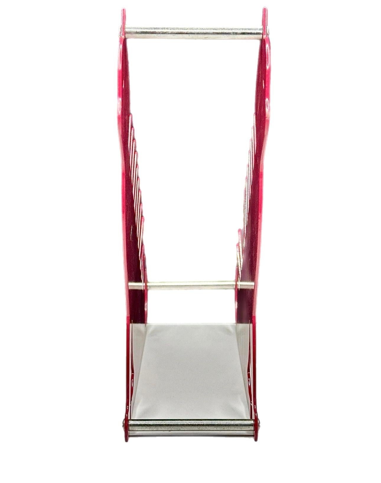 Frisman Vintage Post Modern Memphis Salvatore Campos Art Brute Red Cat Metal Letter Desk Holder