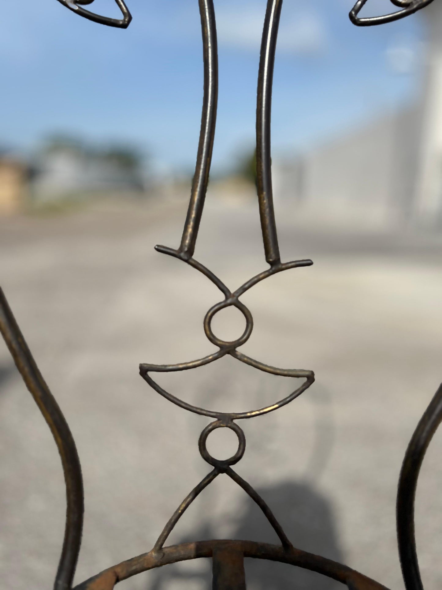 Frisman Vintage Vintage Man and Woman Pop Art Chairs Heavy Iron Bronze Finish 1980's Whimsical