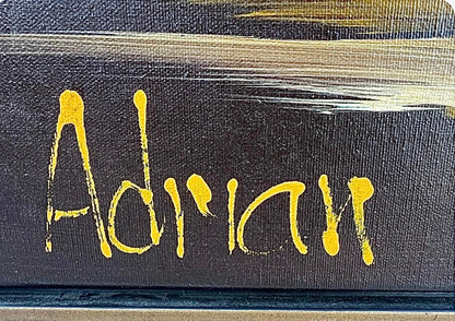 Frisman Vintage Dramatic Mid Century Modern Adrian Nautical Seagull Bird Framed Signed Painting