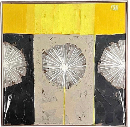Frisman Vintage ART SALE Mid Century Modern Robert McCaine Cubist Color Block Dandelion Painting