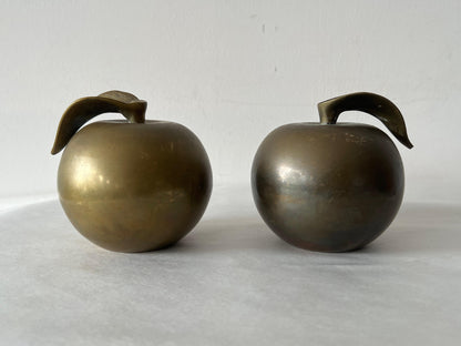 Frisman Vintage A Pair Of Brass Apple Sculptures Decorative 1960's