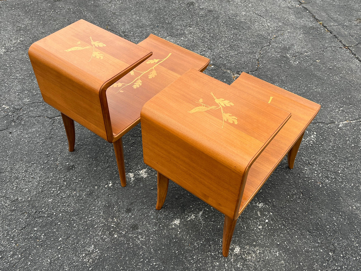 frisman vintage A Pair Of Unusual Italian Side Tables With Inlay Ca' 1940's