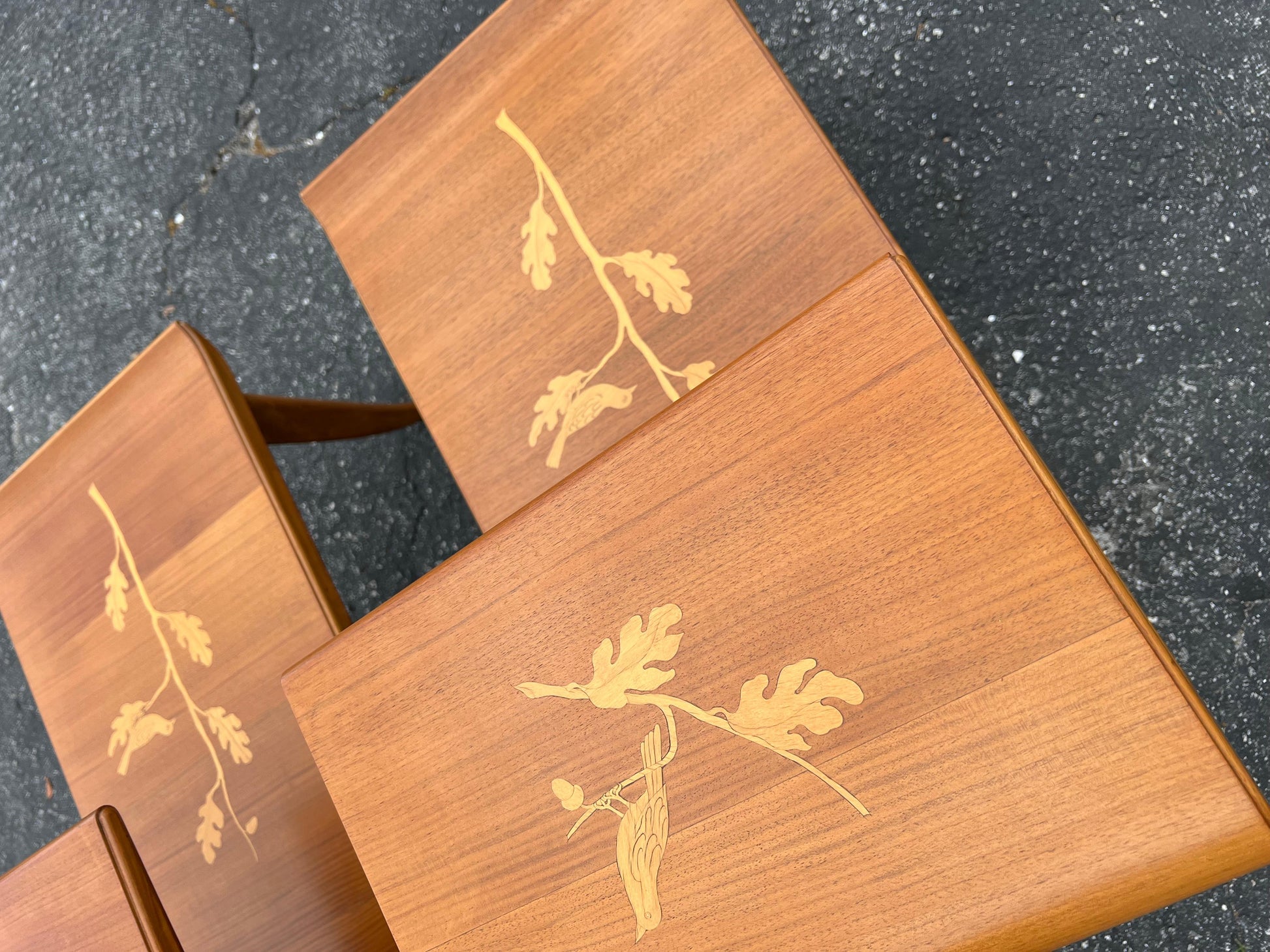 frisman vintage A Pair Of Unusual Italian Side Tables With Inlay Ca' 1940's