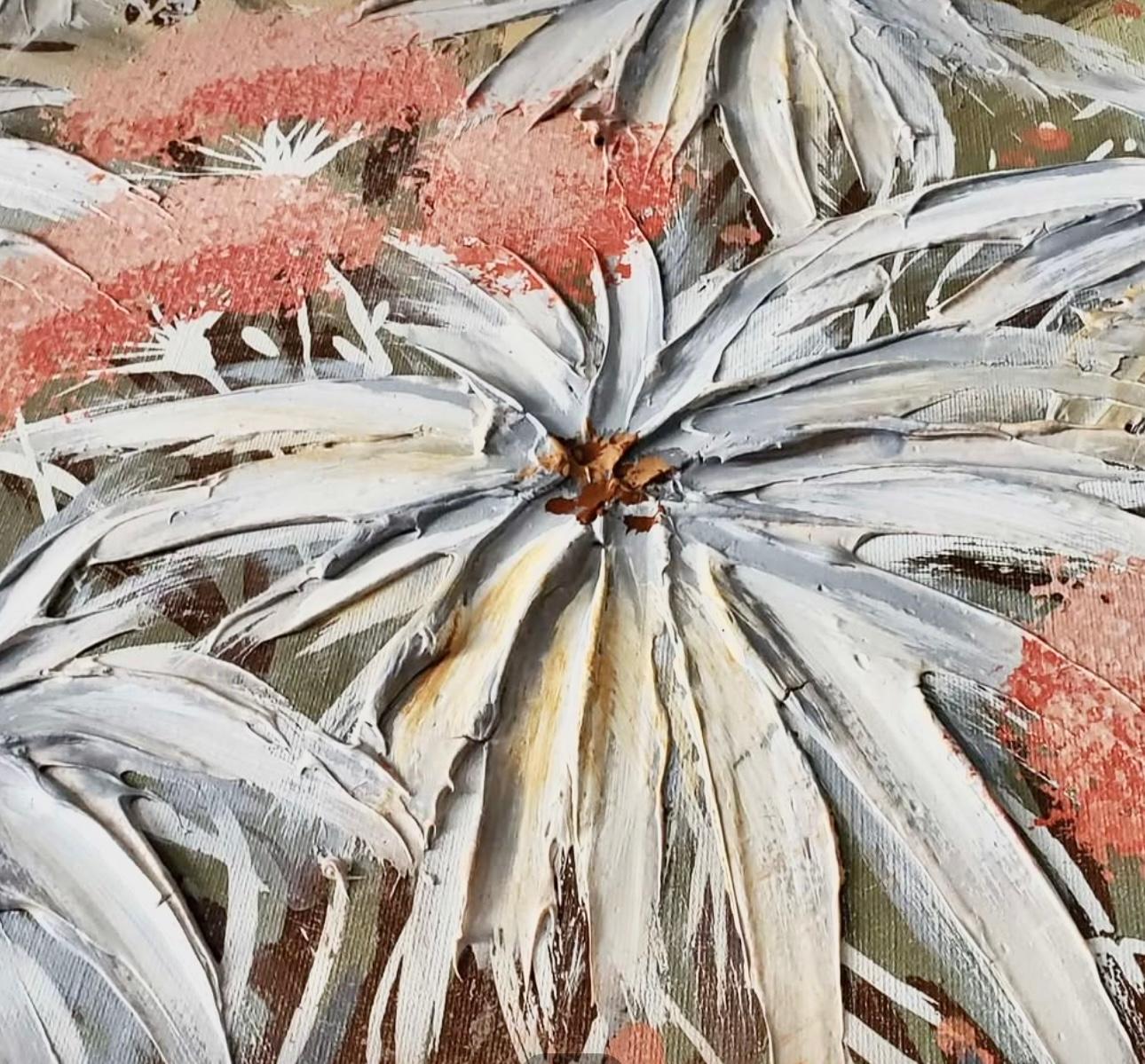 Frisman Vintage XL Mid Century Modern Framed Ferrante Dramatic Flower Still Life Oil Painting