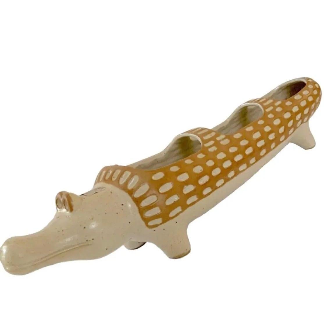 Frisman Vintage 70s Vintage 20” David Stewart Lion Alligator Valley Stoneware Crocodile Planter