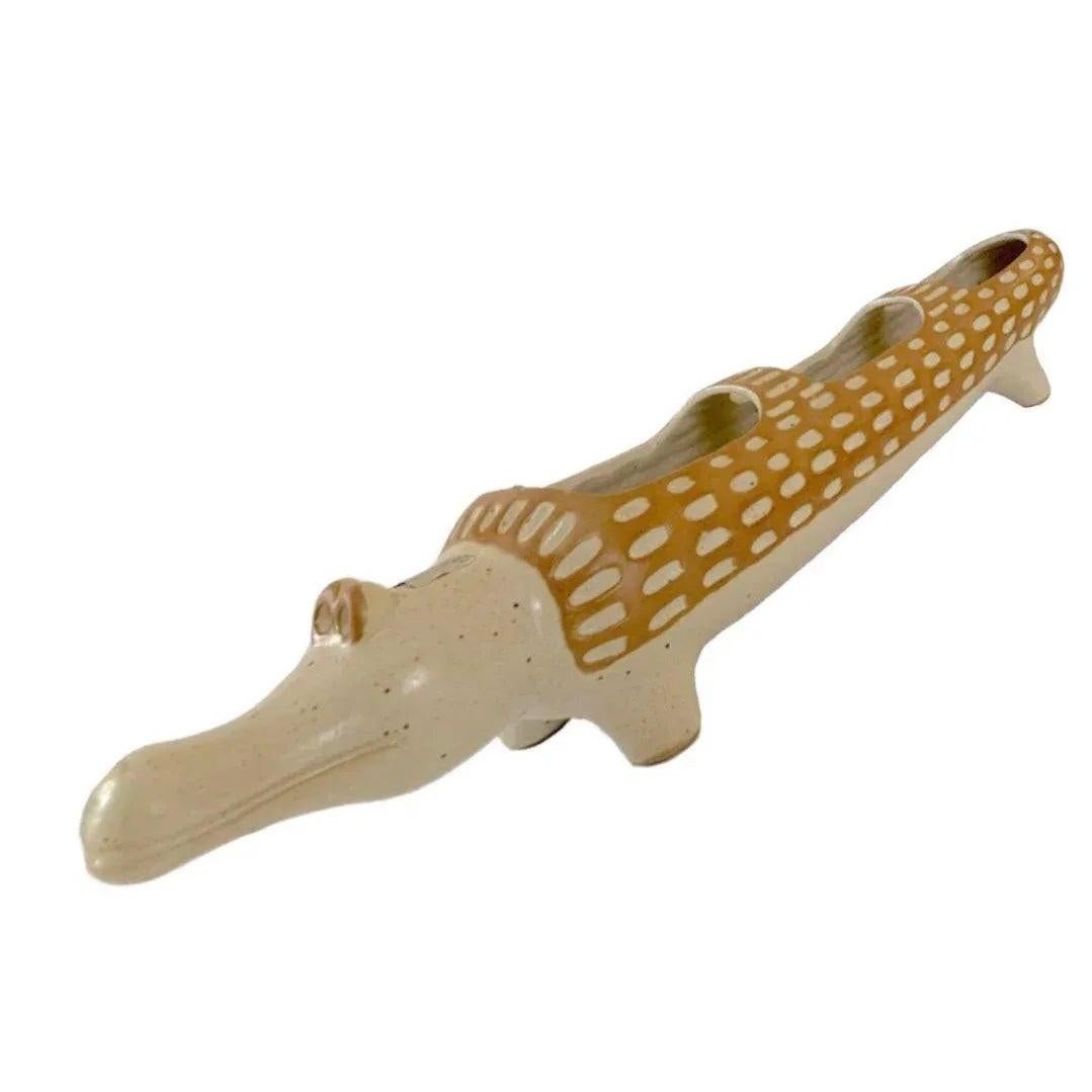 Frisman Vintage 70s Vintage 20” David Stewart Lion Alligator Valley Stoneware Crocodile Planter