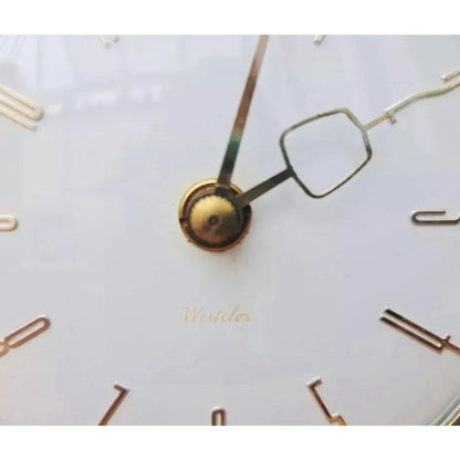 Frisman Vintage Atomic Mid Century Teak Danish Modern European Westclox Pedestal Mantel Clock