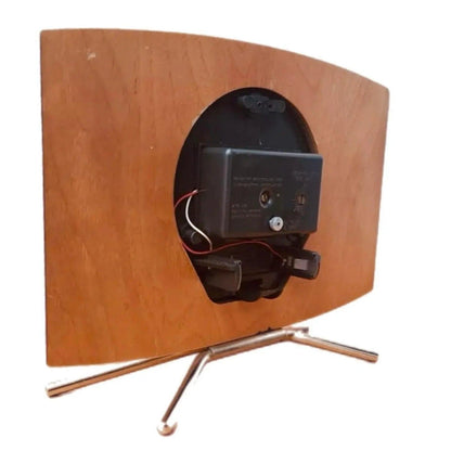 Frisman Vintage Atomic Mid Century Teak Danish Modern European Westclox Pedestal Mantel Clock