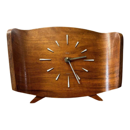 Frisman Vintage 50s Atomic Vintage Mid-Century Danish Modern Smith UK Teak Bentwood Mantel Clock