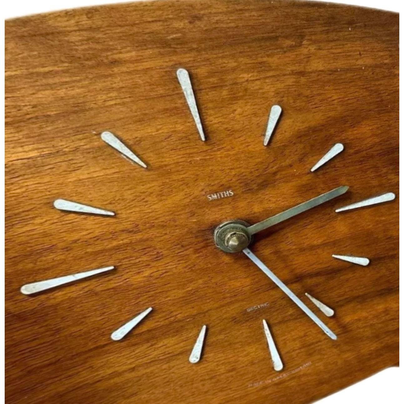 Frisman Vintage 50s Atomic Vintage Mid-Century Danish Modern Smith UK Teak Bentwood Mantel Clock