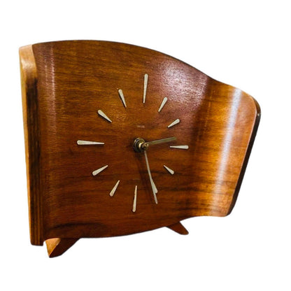 Frisman Vintage 50s Atomic Vintage Mid-Century Danish Modern Smith UK Teak Bentwood Mantel Clock