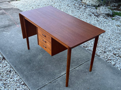 Frisman Vintage Arne Vodder Drop Leaf Desk Denmark Teak Sliding Drawers 1960's MCM