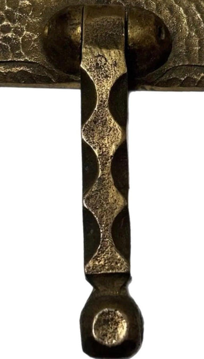 Frisman Vintage Mid Century Modern Brutalist Artisan Hammered Brass Door Knocker One of a Kind