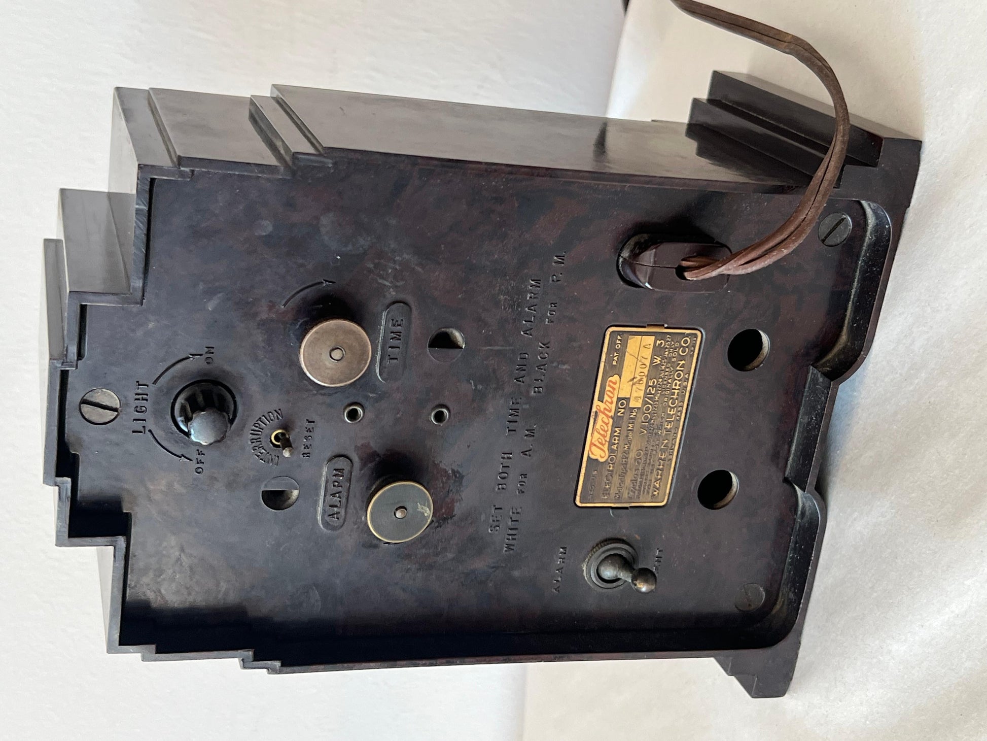 Frisman Vintage Vintage Art Deco Telechron Electroalarm  Skyscraper Desk Clock Bakelite