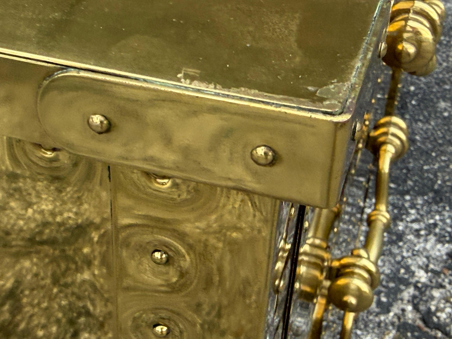 Frisman Vintage A Pair Of Vintage Brass Clad Small Chests of Drawers by Sarreid of Spain