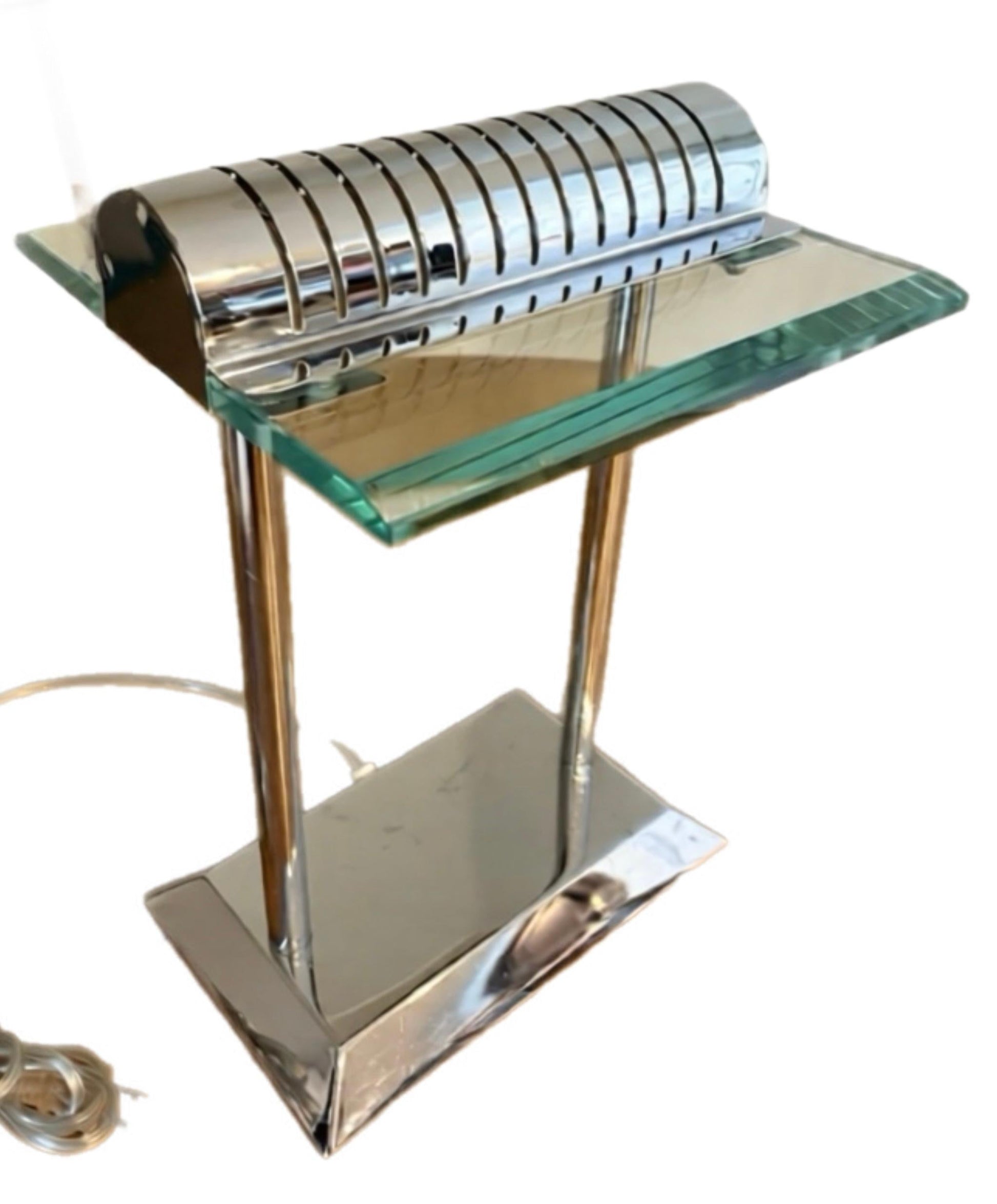 Frisman Vintage Robert Sonneman for George Kovacs PostModern Deco Sleek Chrome Bankers Desk Lamp