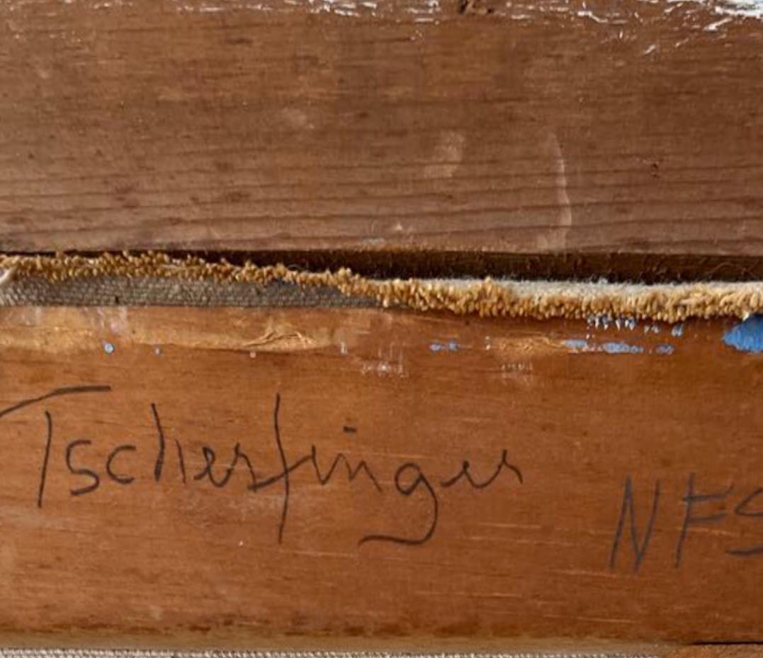 Frisman Vintage 50s Mid Century Modern Tscharfinger Picasso Homage Girl Pink Dress Oil Painting