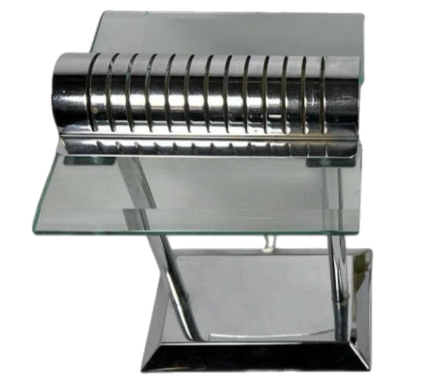 Frisman Vintage Robert Sonneman for George Kovacs PostModern Deco Sleek Chrome Bankers Desk Lamp